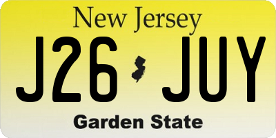 NJ license plate J26JUY
