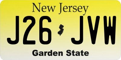 NJ license plate J26JVW