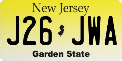 NJ license plate J26JWA