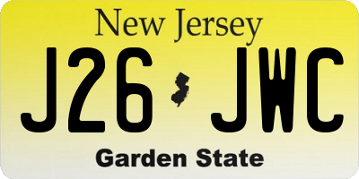 NJ license plate J26JWC