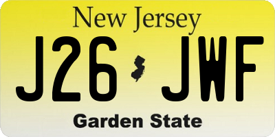 NJ license plate J26JWF