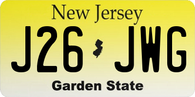 NJ license plate J26JWG