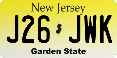 NJ license plate J26JWK
