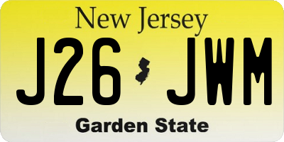 NJ license plate J26JWM