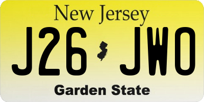 NJ license plate J26JWO