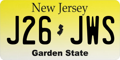 NJ license plate J26JWS