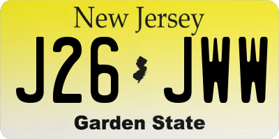 NJ license plate J26JWW