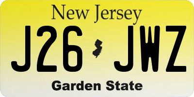NJ license plate J26JWZ