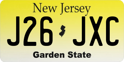 NJ license plate J26JXC