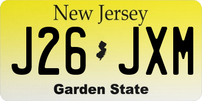 NJ license plate J26JXM