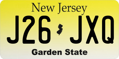 NJ license plate J26JXQ