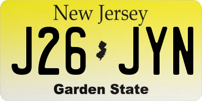 NJ license plate J26JYN