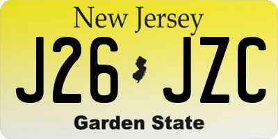 NJ license plate J26JZC