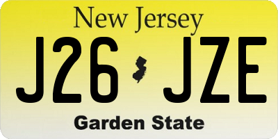 NJ license plate J26JZE