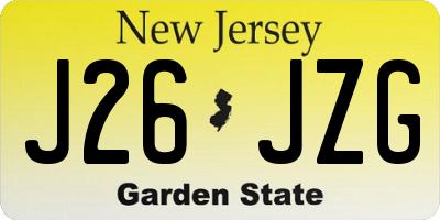 NJ license plate J26JZG