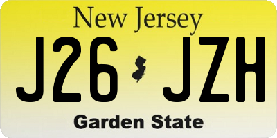 NJ license plate J26JZH