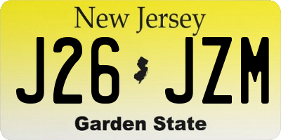 NJ license plate J26JZM