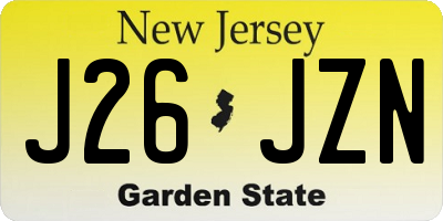 NJ license plate J26JZN