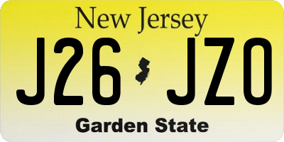 NJ license plate J26JZO