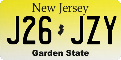 NJ license plate J26JZY