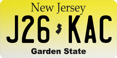 NJ license plate J26KAC