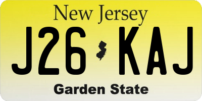 NJ license plate J26KAJ