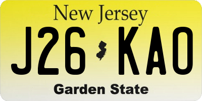 NJ license plate J26KAO