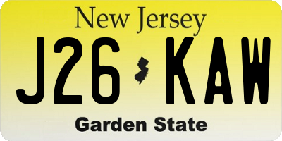 NJ license plate J26KAW