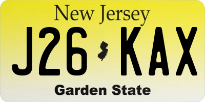NJ license plate J26KAX