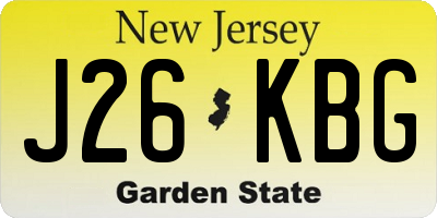 NJ license plate J26KBG