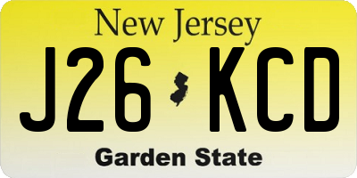 NJ license plate J26KCD