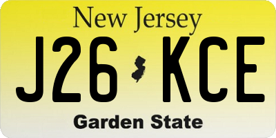 NJ license plate J26KCE
