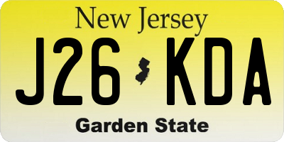 NJ license plate J26KDA