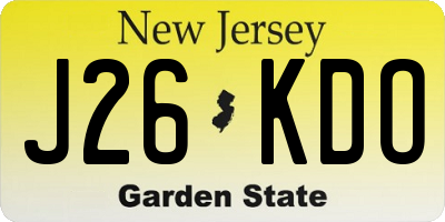 NJ license plate J26KDO