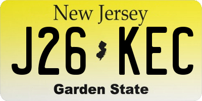 NJ license plate J26KEC