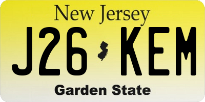 NJ license plate J26KEM