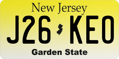 NJ license plate J26KEO