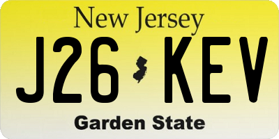 NJ license plate J26KEV