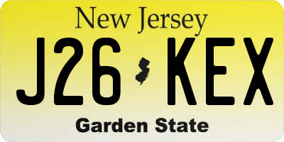 NJ license plate J26KEX