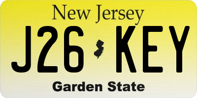 NJ license plate J26KEY