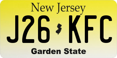 NJ license plate J26KFC