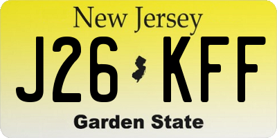 NJ license plate J26KFF