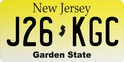 NJ license plate J26KGC