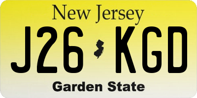 NJ license plate J26KGD