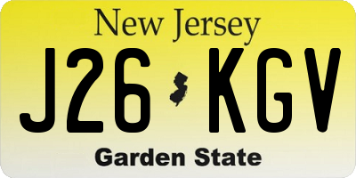 NJ license plate J26KGV