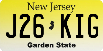 NJ license plate J26KIG