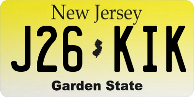 NJ license plate J26KIK