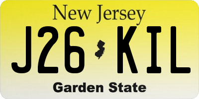 NJ license plate J26KIL