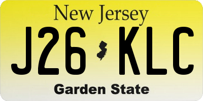 NJ license plate J26KLC