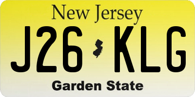 NJ license plate J26KLG
